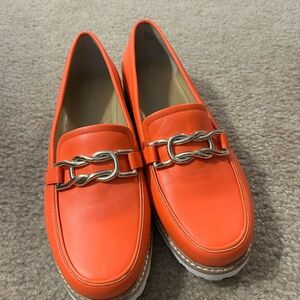 Talbots Vibrant Orange Leather Loafers